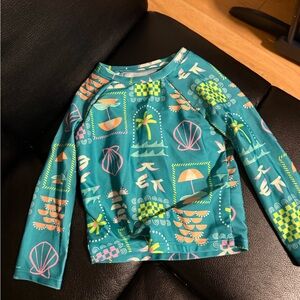 Kids Swim Rash Guard  and bottoms - Teal and Multicolor